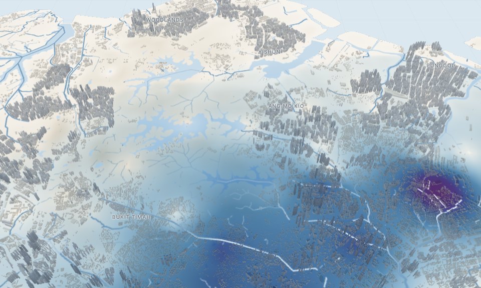 City and canals layer on the map